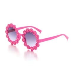 pink variation of colorful floral sunglasses on the white background