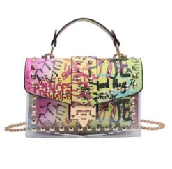 colorful graffiti bag on the white background