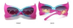 front and back view of colorful party sunglasses on the white background