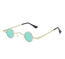 green variation of colorful punk sunglasses on the white background