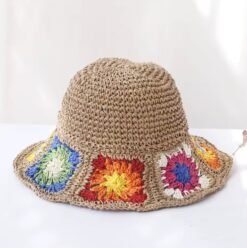 colorful straw hat on the white background