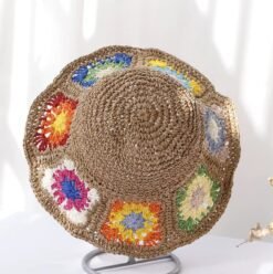 front view of colorful straw hat on the white background