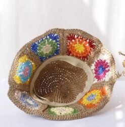 inside material of colorful straw hat