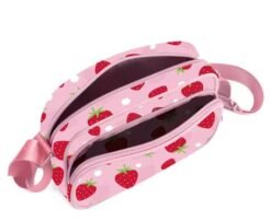 opened colorful strawberry bag on the white background