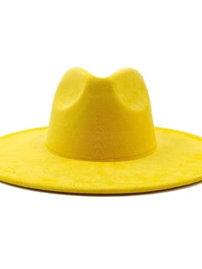yellow colorful suede hat on the white background