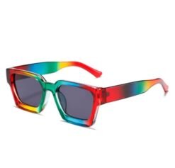 colorful sunglasses with a thick frame on the white background