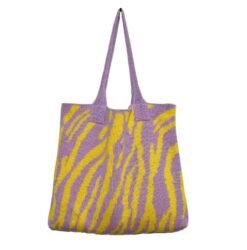 yellow and purple colorful tote bag on the white background