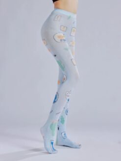 woman turned to her side wearing fun tights