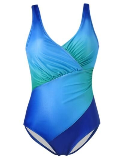 gradient colorful one piece swimsuit on the white background