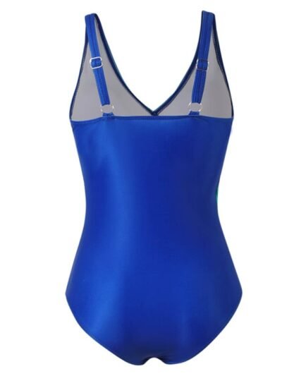 back view of gradient colorful one piece swumsuit on the white background