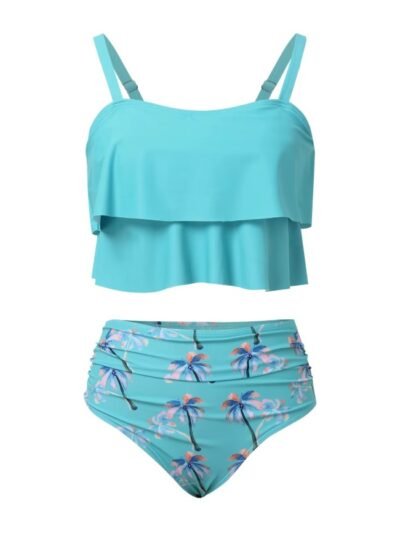 front view of light blue bikini on the white background