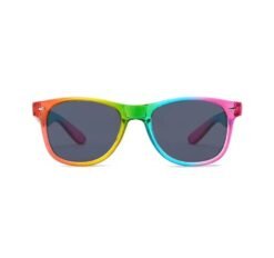 front view of multicolored sunglasses on the white background
