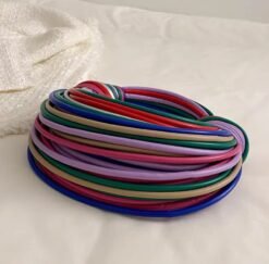 bottom view of retro colorful bag on the white surface