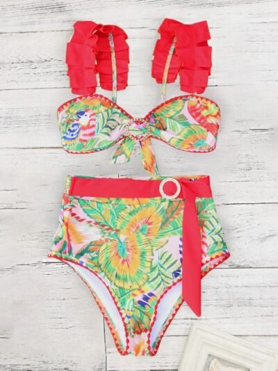summer colorful bikini on a white backgorund