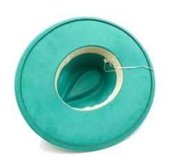 inner view of turquoise hat on the white background