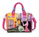 unique colorful bag with pink handles on the white background