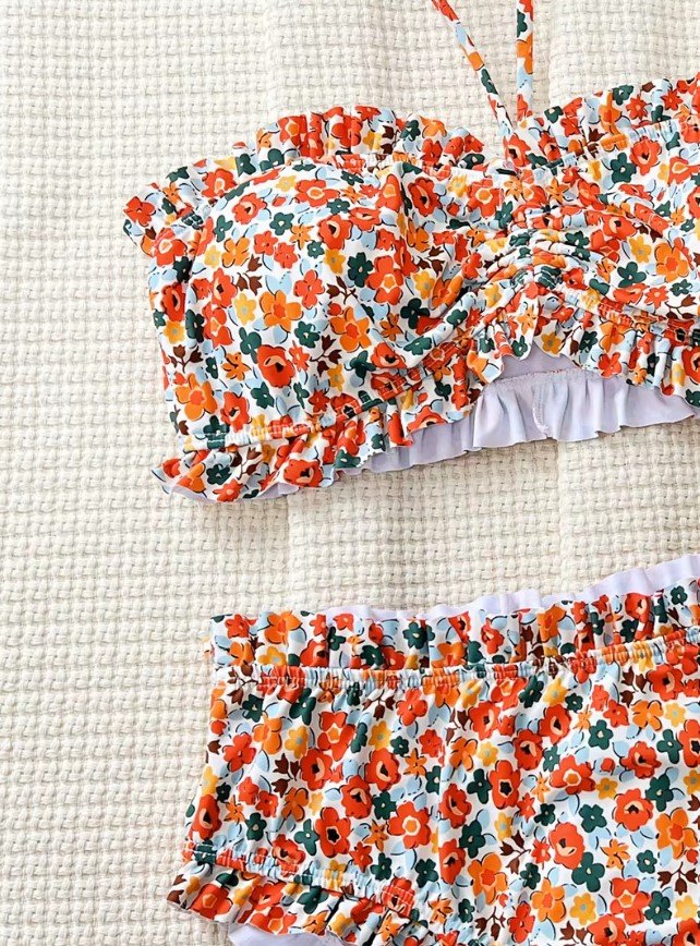 material of top and bottom part of vintage colorful bikini