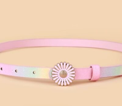 front view of women's colorful belt on the beige background