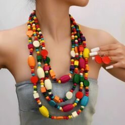 woman wearing African jewelry set