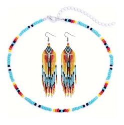 Bohemian colorful jewelry set on the white background