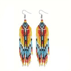 earrings from Bohemian colorful jewelry set on the white background