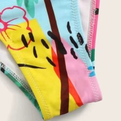 material of colorful V-neck one piece siwmsuit