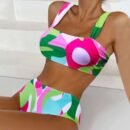 woman wearing vibrant playful colorful bikini