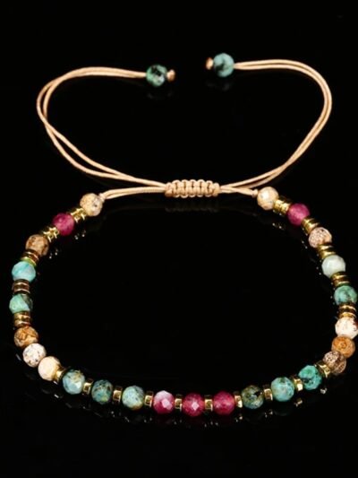 colorful stone bracelet on the black background