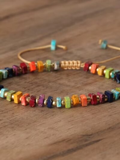 multicolor imperial bracelet on the wooden surface