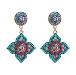 bohemian colorful earrings on the white background