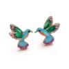 colorful bird earrings on the white background