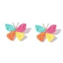 colorful butterfly earrings on the white background