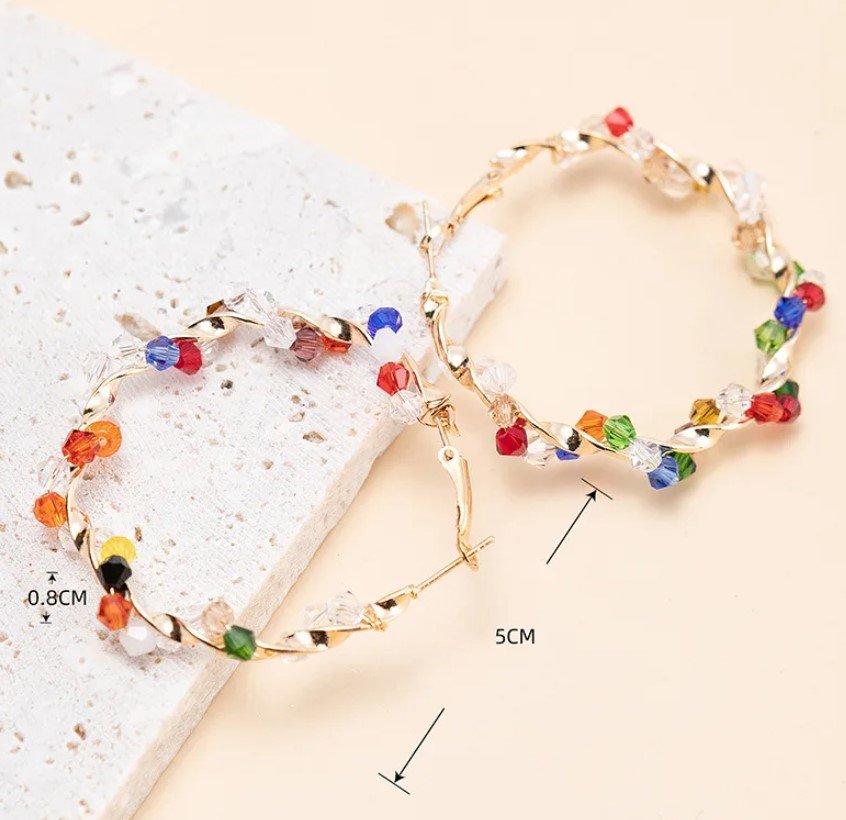 size of colorful crystal earrings