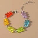 colorful gummy bear bracelet on the beige background