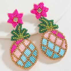 colorful pineapple earrings on the white background