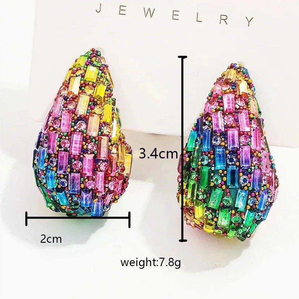 size of colorful waterdrop earrings