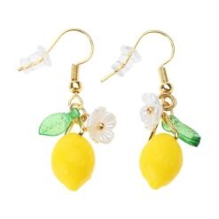 lemon earrings on the white background