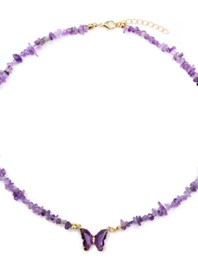 purple necklace on the white background